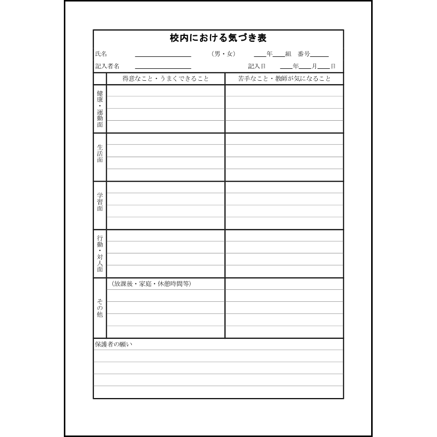 校内における気づき表1 LibreOffice