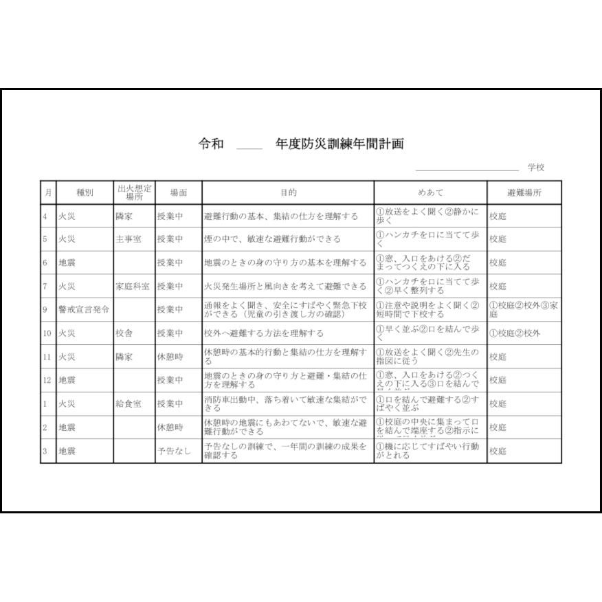 避難訓練報告書 テンプレート 保育園 | 保育園 避難訓練 年間計画 例 – YMDE