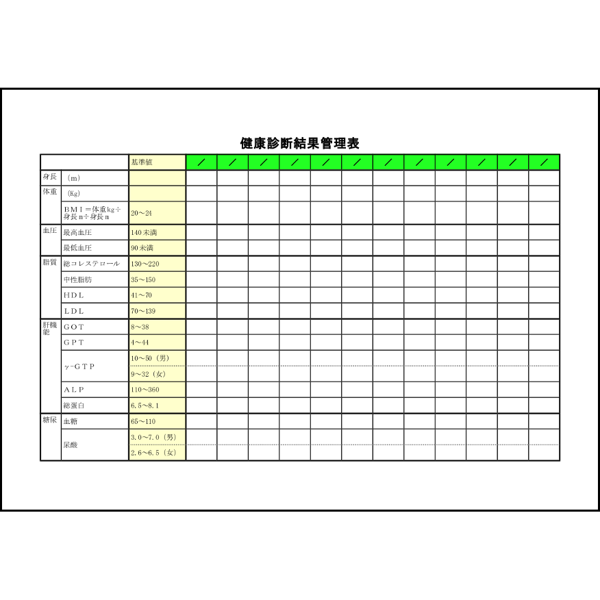 健康診断結果管理表42