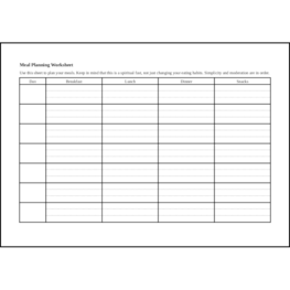 Meal Planning Worksheet26 LibreOffice