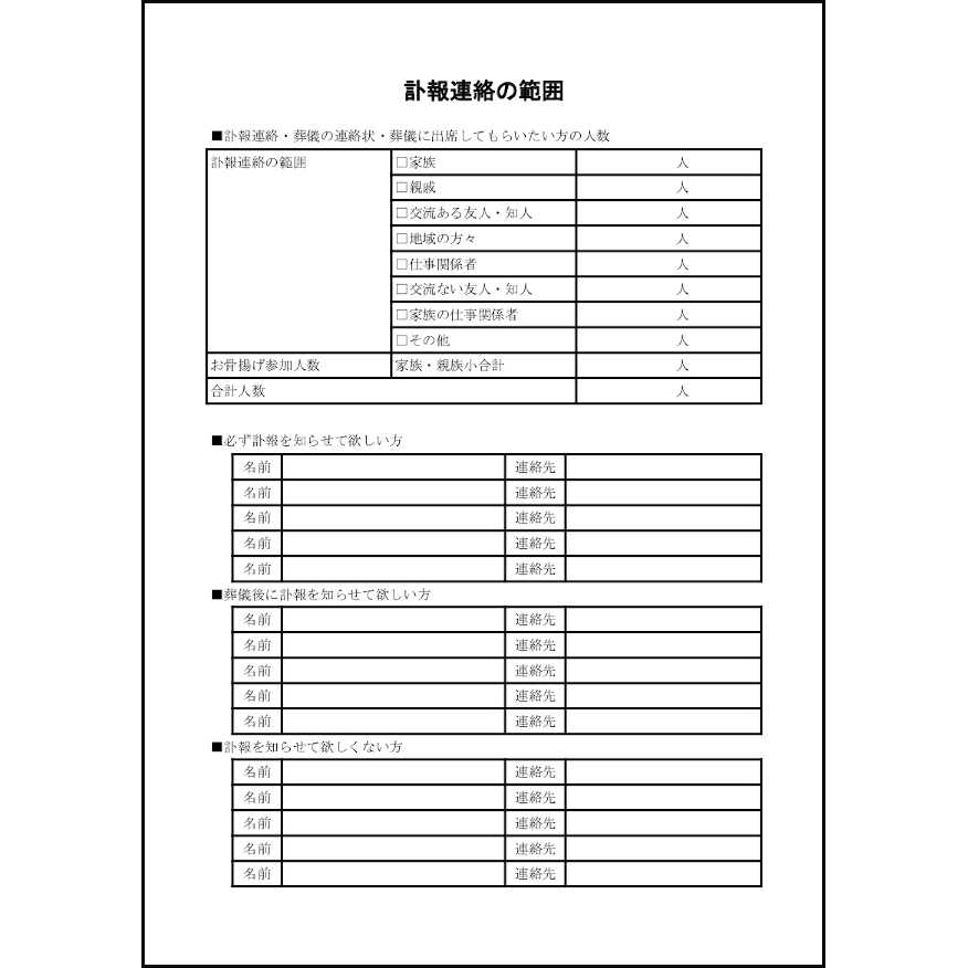 訃報連絡の範囲5