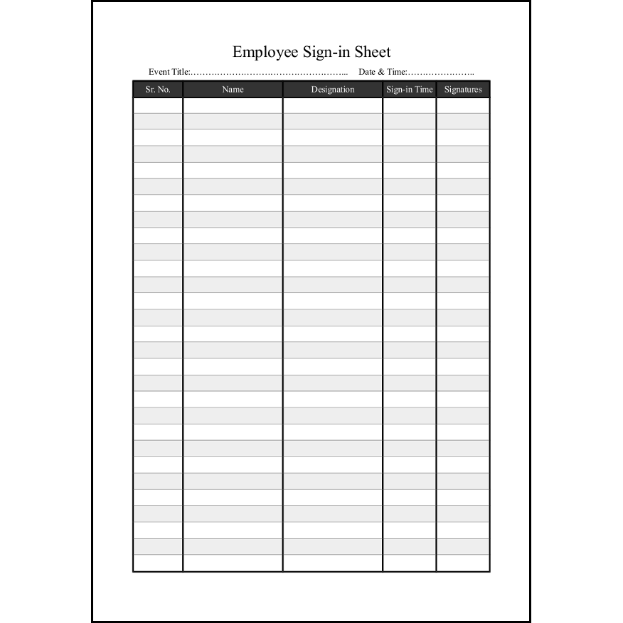 Employee Sign-in Sheet27