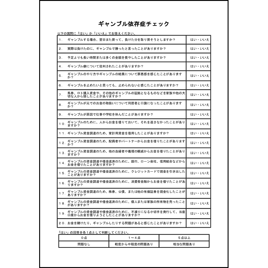 ギャンブル依存症チェック4