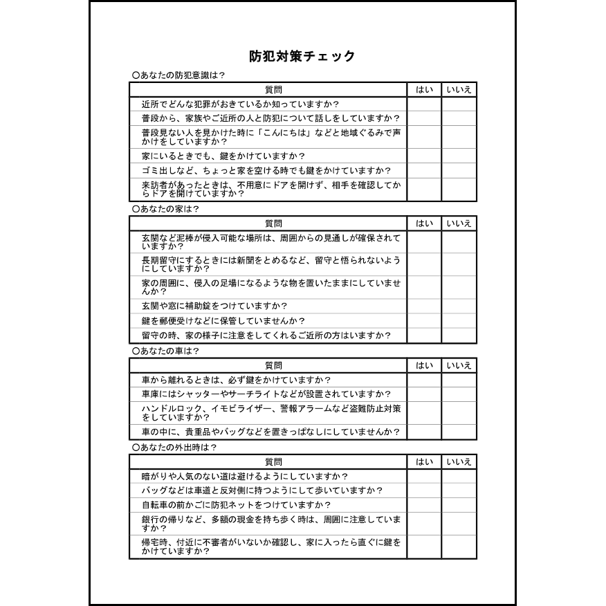 防犯対策チェック15 LibreOffice