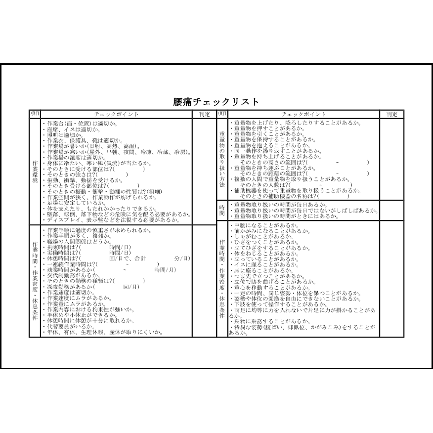 腰痛チェックリスト3 LibreOffice